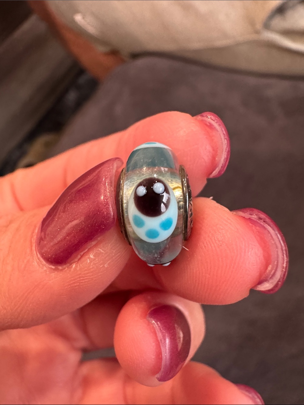 Pandora Glass bead charm with blue ladybug